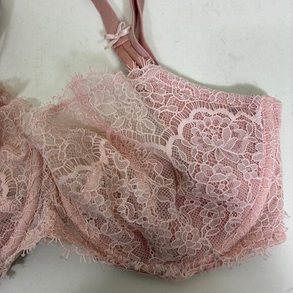 Victoria’s Secret Push-up Floral Lace Bra Cherry Blossom Pink 32DDD Coquette - Picture 2 of 8